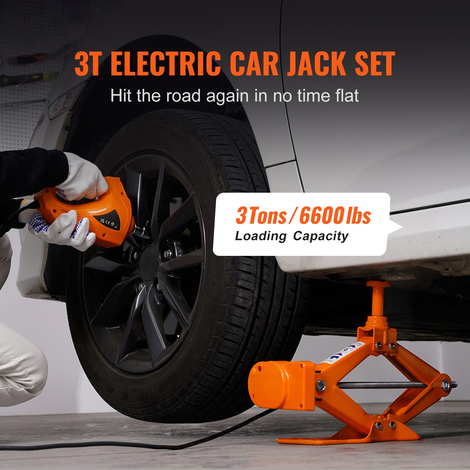 Electric Car Jack 3 Tons With Impact Wrench And Remote Control_voghion.com
